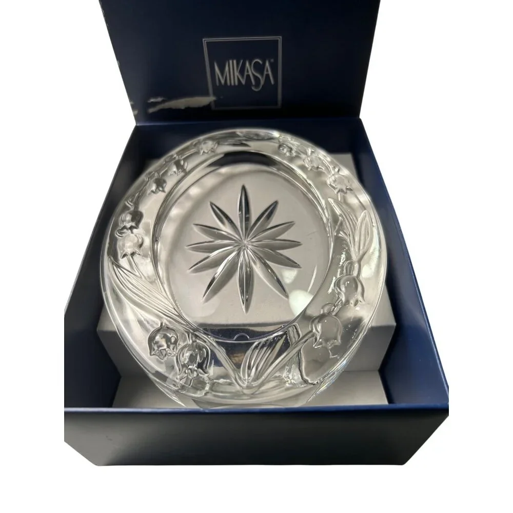 Mikasa Bridal Lily 5x6 Crystal Oval Photo Frame Japan Vintage Gift Box QQ320/576